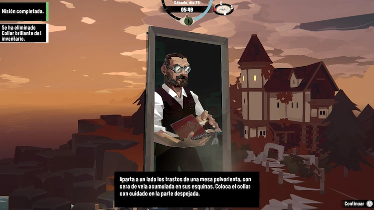 Captura del juego Dredge, hay un hombre siniestro en pantalla.